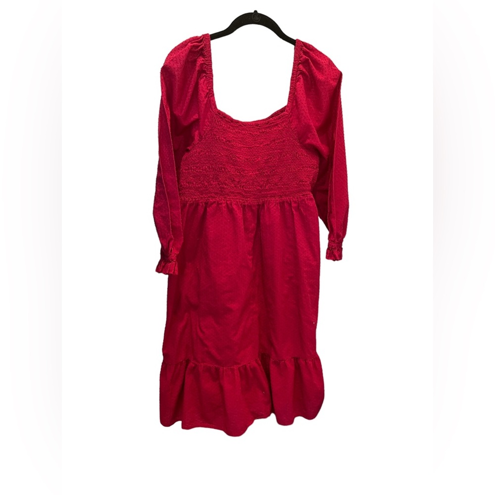 J. Crew Factory Square Neck Swiss Dot Pink Dress With Pockets Size Large EUC